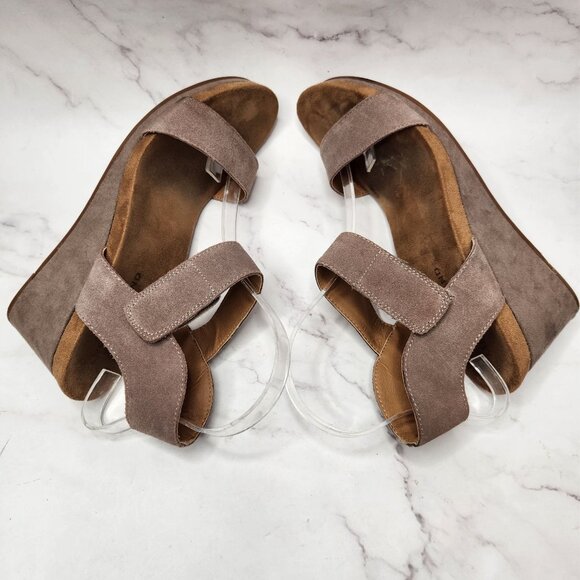 Lucky Brand LP-Kamilia Tan Suede Leather Wedges Sandals Women's 8.5 - Picture 5 of 8